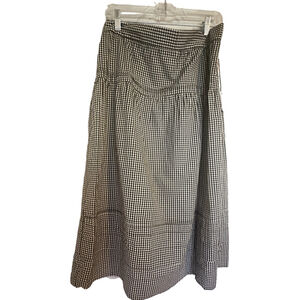 Classic Black and White Checkered Midi Skirt